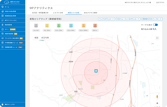 診療圏分析画面イメージ